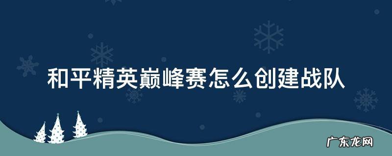 和平精英巅峰赛怎么创建战队 和平精英怎么创建巅峰赛队伍