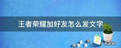 王者加好友的文字 王者荣耀加好友怎么发文字
