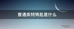 普通类特殊批是什么意思 普通类特殊批是什么