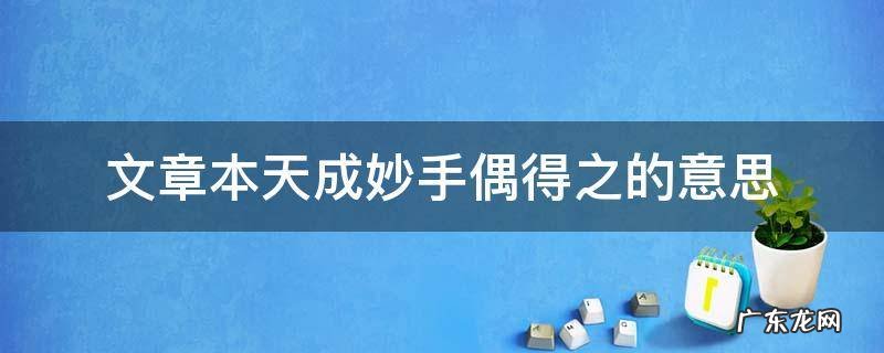 什么本天成,妙手偶得之 文章本天成妙手偶得之的意思