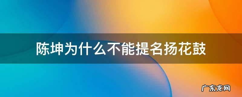 陈坤为什么不能提名扬花鼓 名扬花鼓陈志朋最后结局是什么