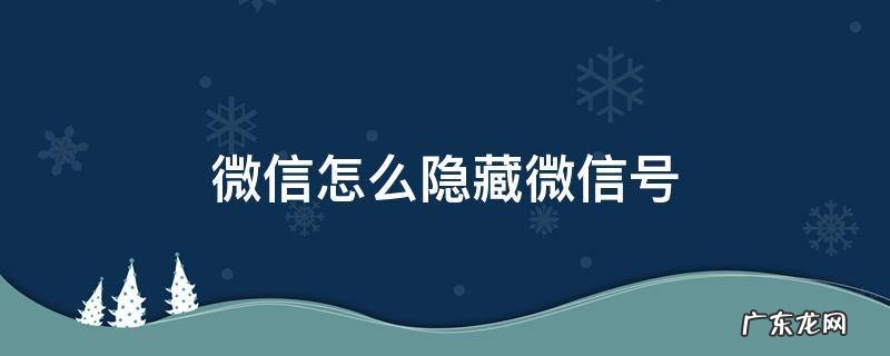 微信怎么隐藏微信号不让好友看到 微信怎么隐藏微信号