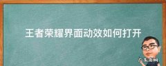 王者荣耀界面动效如何打开 王者荣耀界面动效开启有什么用