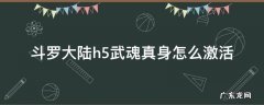 斗罗大陆h5武魂真身怎么激活 斗罗大陆h5手游武魂真身啥时候开启