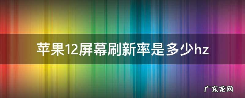 苹果12屏幕刷新率是多少hz 苹果12屏幕刷新率怎么看