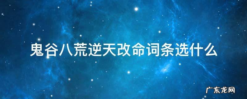 鬼谷八荒逆天改命词条选什么 鬼谷八荒逆天改命词条选择
