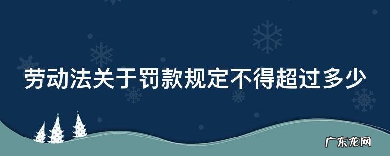 劳动法关于罚款规定不得超过多少年 劳动法关于罚款规定不得超过多少