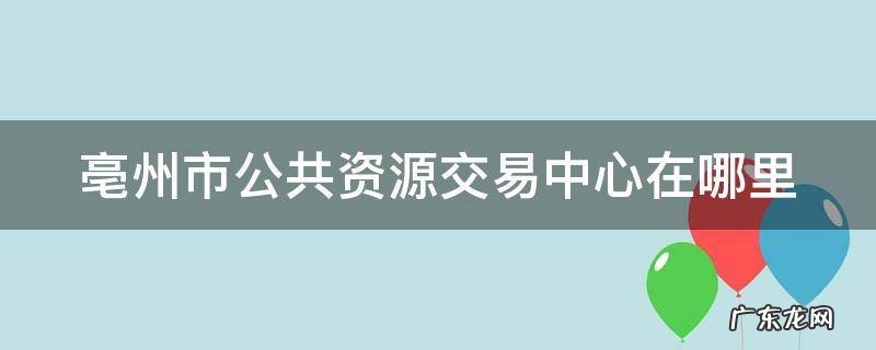 亳州市公共资源交易中心在哪里 亳州市公共资源交易服务中心
