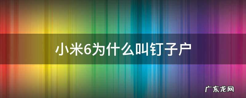 小米6为什么叫钉子户 为啥小米6是钉子户