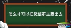 怎么才可以把微信群主踢出去 微信群如何把群主踢出去