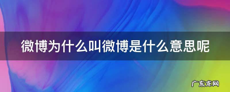 微博为什么叫微博是什么意思呢 微博为什么叫微博是什么意思呢知乎