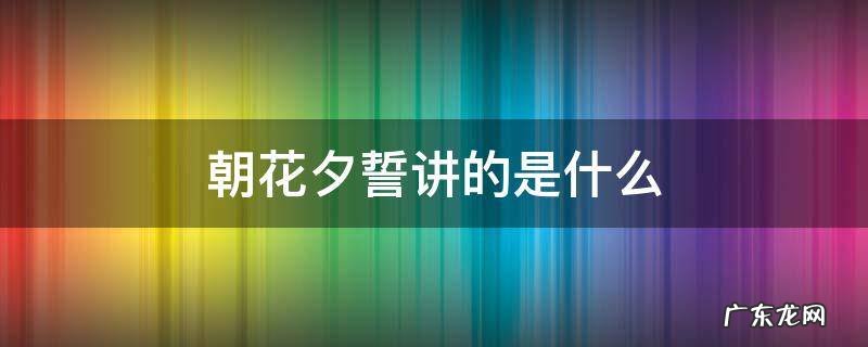 朝花夕誓讲的是什么 朝花夕誓讲的是爱情吗