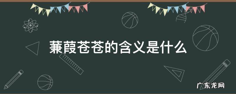 蒹葭苍苍的含义是什么 蒹葭苍苍的意思是什么