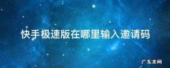 快手极速 版中哪里可以输入邀请码 快手极速版在哪里输入邀请码