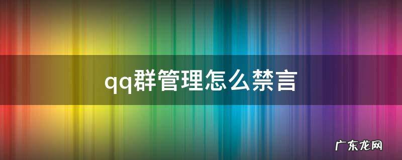 qq群管理怎么禁言 qq群管理怎么禁言成员