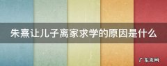 朱熹让儿子离家求学的原因是什么 朱熹让儿子离家求学的原因是什么