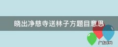 晓出净慈寺送林子方题目意思 晓出净慈寺送林子方 题目的意思