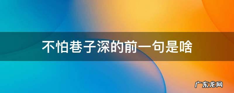 不怕巷子深的前一句是啥 好酒不怕巷子深