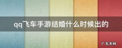 qq飞车手游结婚什么时候出的 qq飞车手游都有什么婚