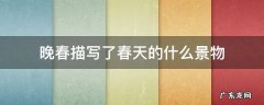晚春描写了春天的什么景物 晚春描写了春天的什么景物划横线
