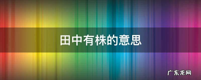 送人有耕者田中有株的意思 田中有株的意思