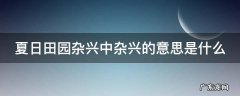夏日田园杂兴中杂兴的意思是什么 夏日田园杂兴怎么写