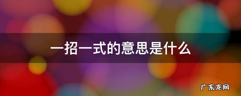 一招一式的意思是什么 一招一式都