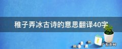 稚子弄冰古诗的意思翻译40字 稚子弄冰古诗的意思翻译20字