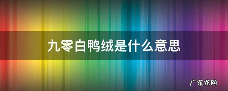 白鸭绒是什么意思 九零白鸭绒是什么意思
