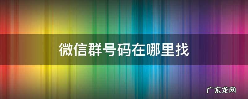 微信群号在哪里找出来 微信群号码在哪里找