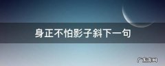 身正不怕影子斜下一句 身正不怕影子斜下一句谚语
