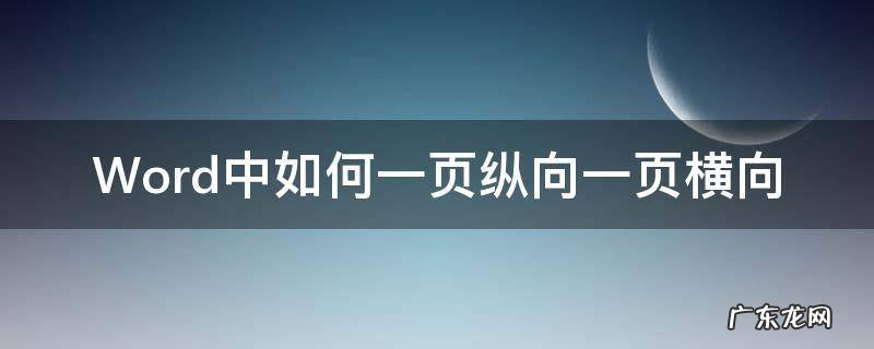 怎么把word文档中一页横向 Word中如何一页纵向一页横向