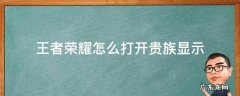 王者荣耀贵族显示 王者荣耀怎么打开贵族显示