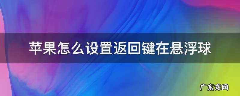 苹果怎么设置返回键在悬浮球 苹果手机如何设置悬浮球返回键