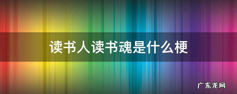 读书人读书魂是什么梗 读书人读书魂读书就是什么也是什么