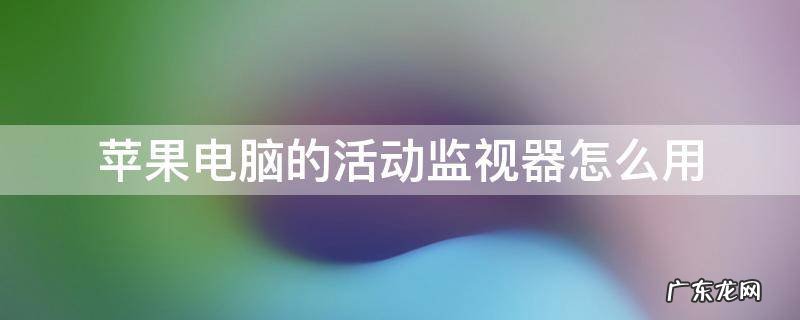 苹果电脑 活动监视器 苹果电脑的活动监视器怎么用
