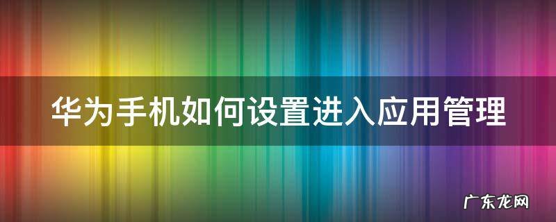华为如何设置进入应用密码 华为手机如何设置进入应用管理