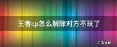 王者cp怎么解除对方不玩了 王者cp怎么解除,对方不玩了