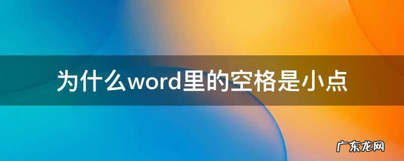为什么word里的空格是小点 word一按空格键就出现小点