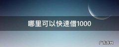 哪里可以快速借1000 哪里可以快速借1000块