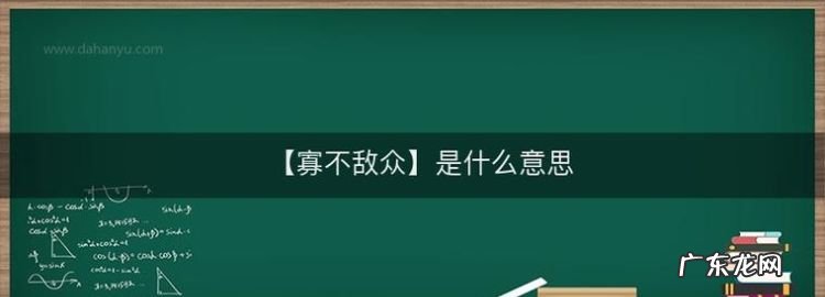 敌不寡众是什么意思,寡不敌众是什么意思解释