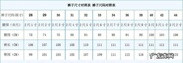 裤子尺码对照表男身高,身高70穿什么尺码的裤子
