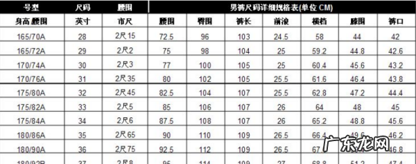 裤子尺码对照表女,女士尺码对照表