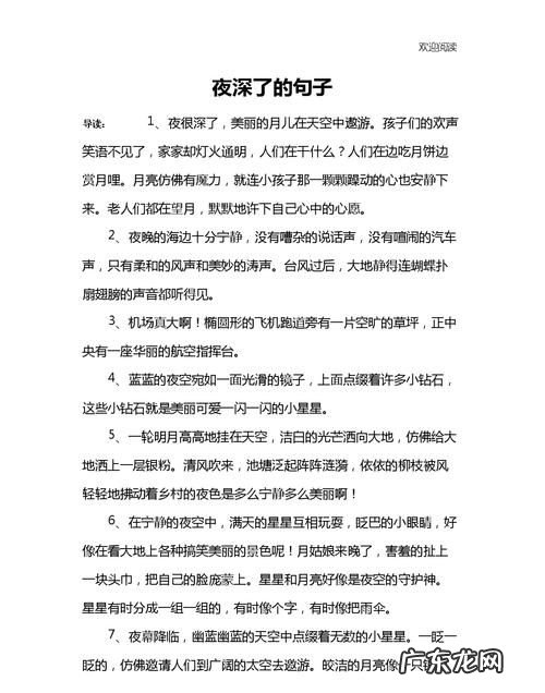 关于夜晚声音的句子,描写夜晚的优美句子