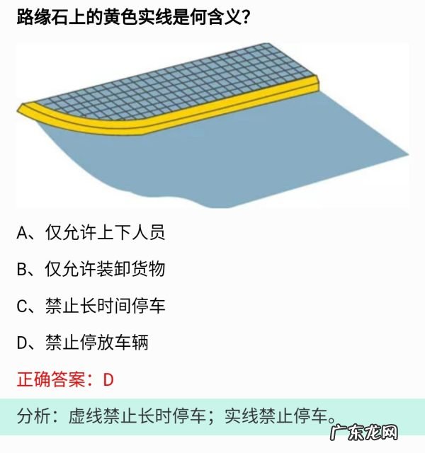 路缘石上的黄实线的含义是什么,路缘石上黄线实虚线代表什么意思