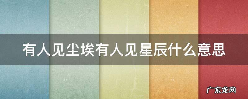 有人见尘埃有人见星辰什么意思? 有人见尘埃有人见星辰什么意思