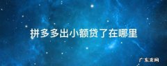 拼多多出小额贷了在哪里 拼多多小额贷款在哪