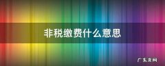 非税是啥意思 非税缴费什么意思