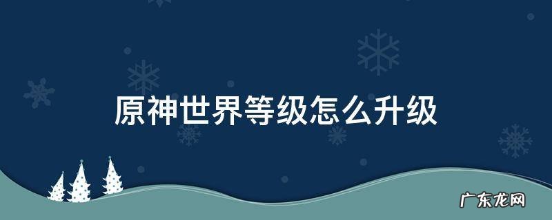 原神世界等级升级 原神世界等级怎么升级