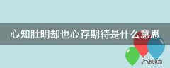 心知肚明却也心存期待下一句 心知肚明却也心存期待是什么意思